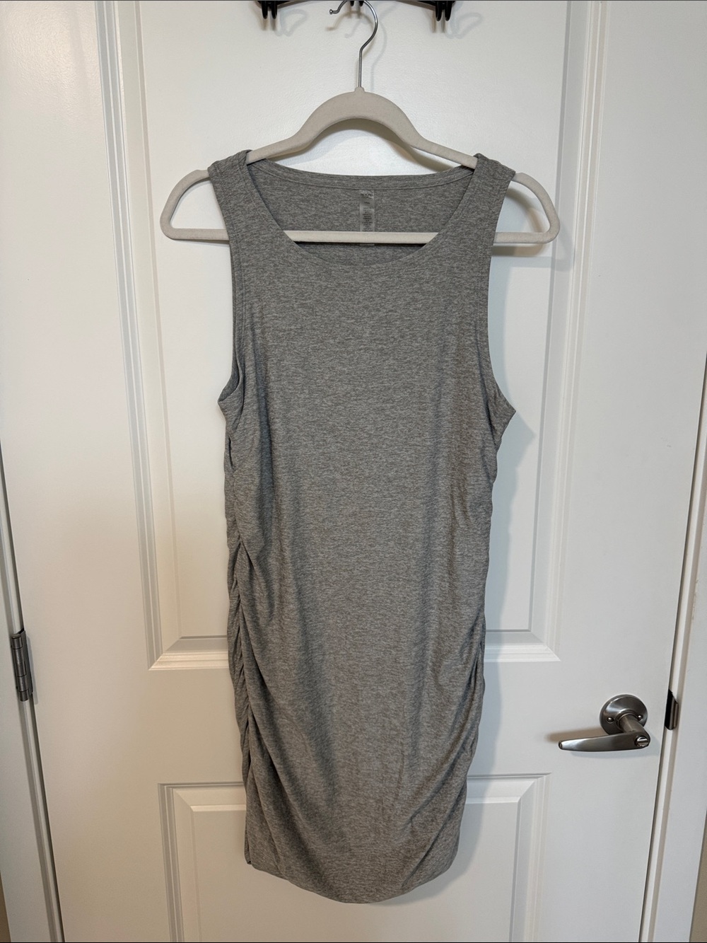 Beyond Yoga Gray Sleeveless Ruched Side Mini Dress